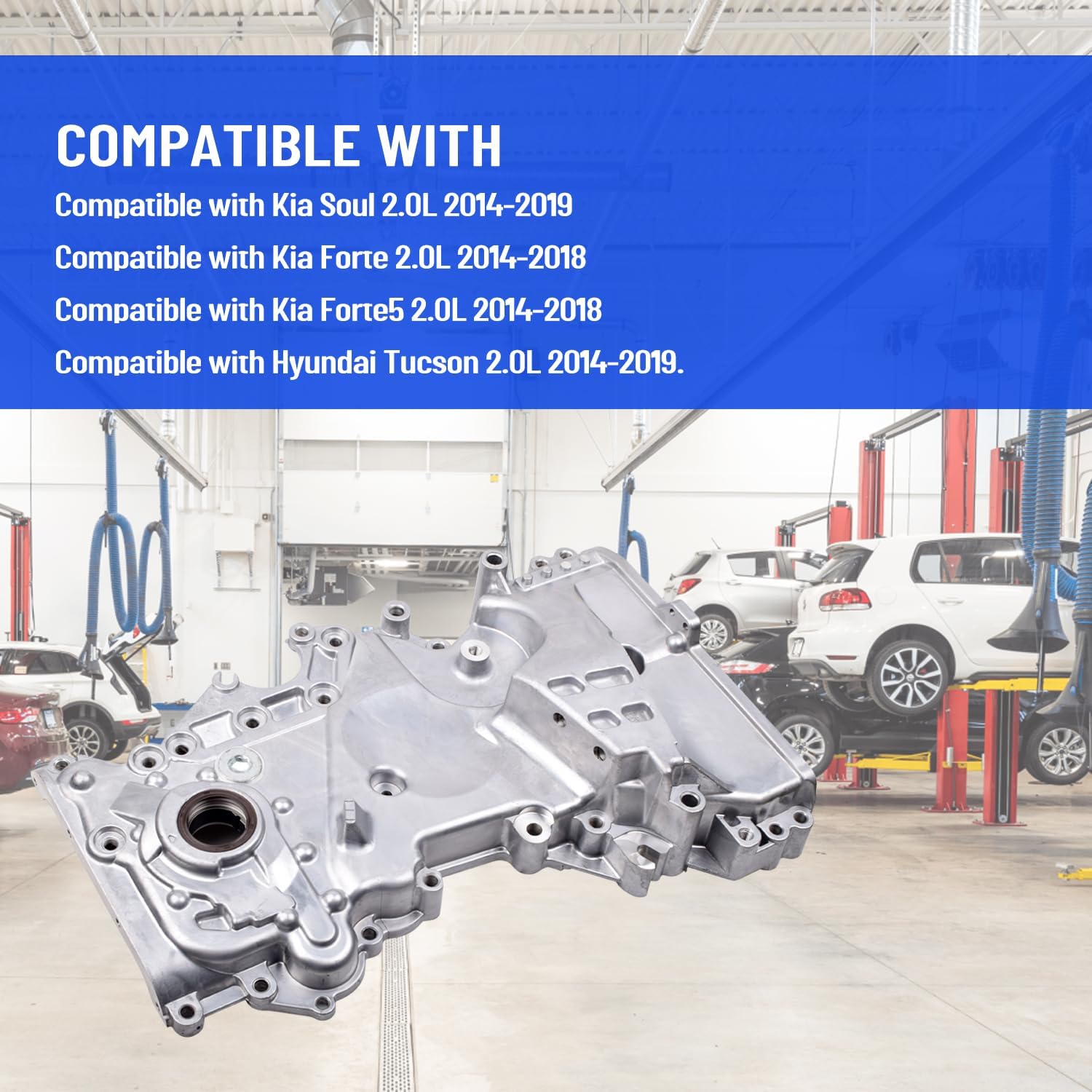 Generic RCRBT 21350-2E330 21350-2E021 Timing Chain Oil Pump Cover Compatible with Hyundai Tuscon/Forte/Kia Soul 2012-2013, Replace# 21350-2E350, 21350-2E310, 21350-2E311, US-4192 US-4193