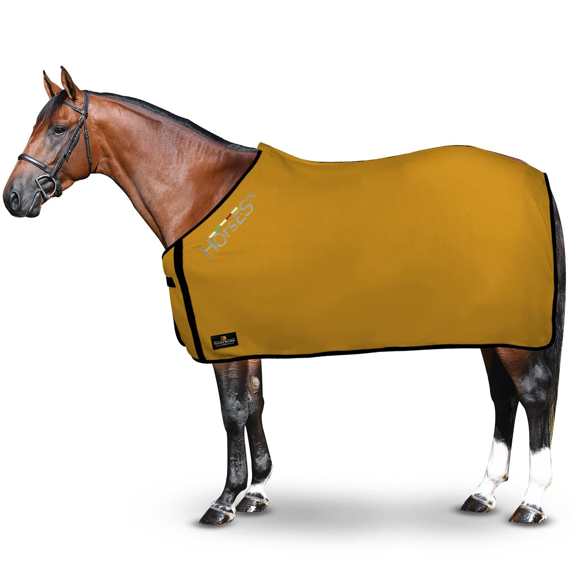 Horses, Manta Polar Para Caballos, Modelo Basic, Suave y Confortable, Ideal Para Transporte y Después del Trabajo (oro - 120 cm)