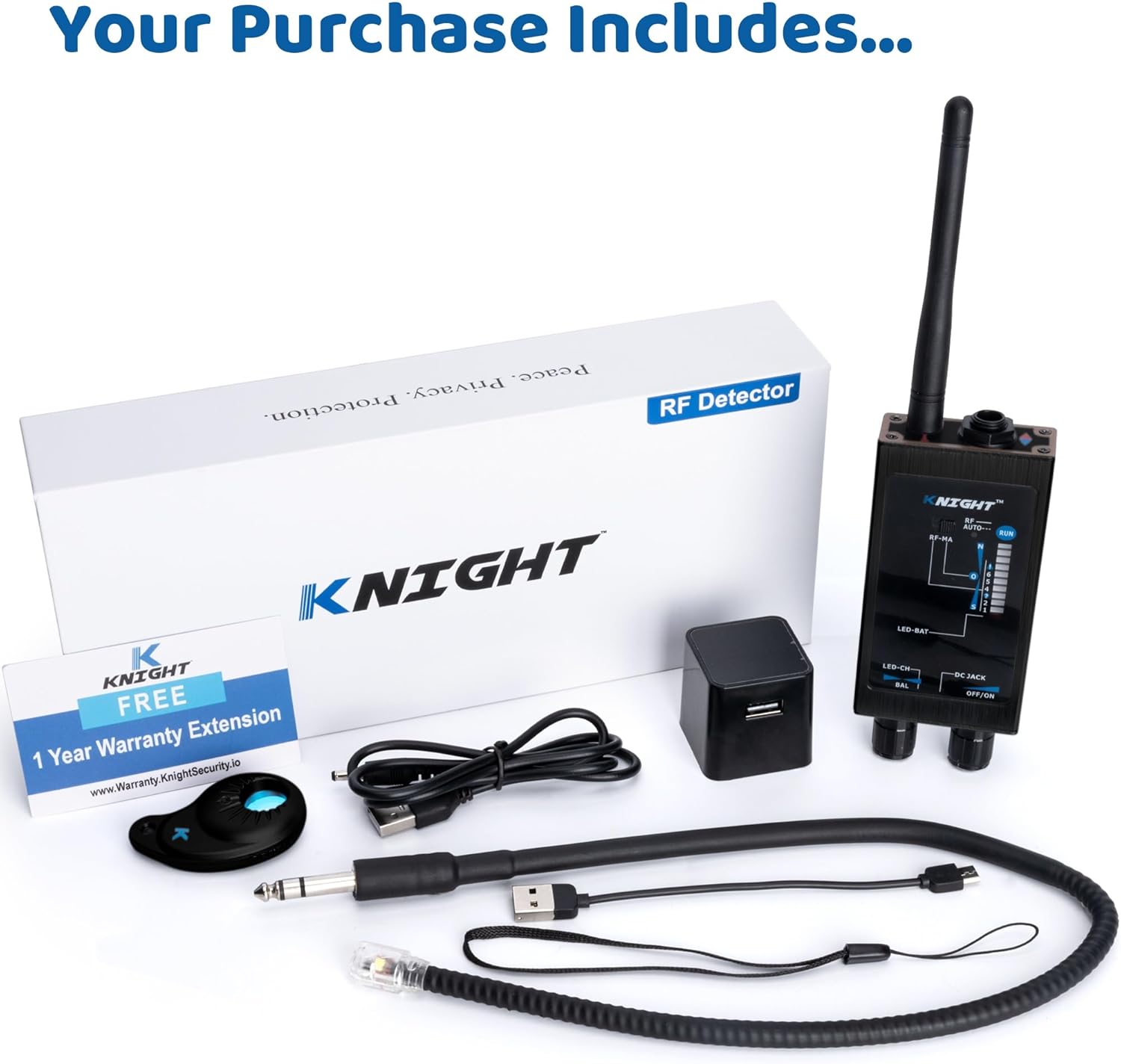 KT-9000 Premium Hidden Devices Detector by Knight Electronics - Hidden Camera Detectors RF Detector & Bug Detector | Hidden Camera Finder for GPS Tracking/Radio Frequency Signal Detection (Black)