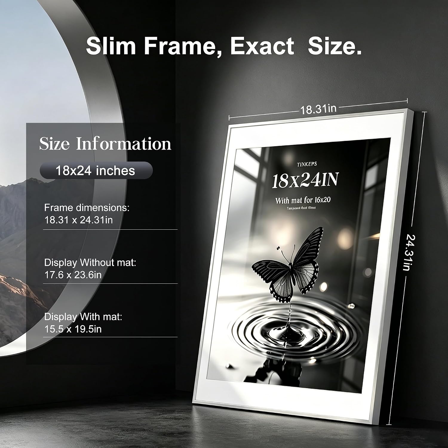 18x24 Silver Metal Poster Frame - Real Tempered Glass