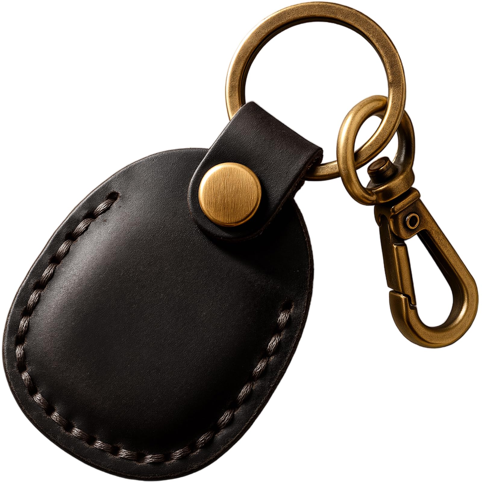 Genuine Leather AirTag Holder Compatible with Apple AirTag 2nd Gen & 1st Gen, Handmade Leather Air tag Keychain with Key Rings, Hidden Air tags Case