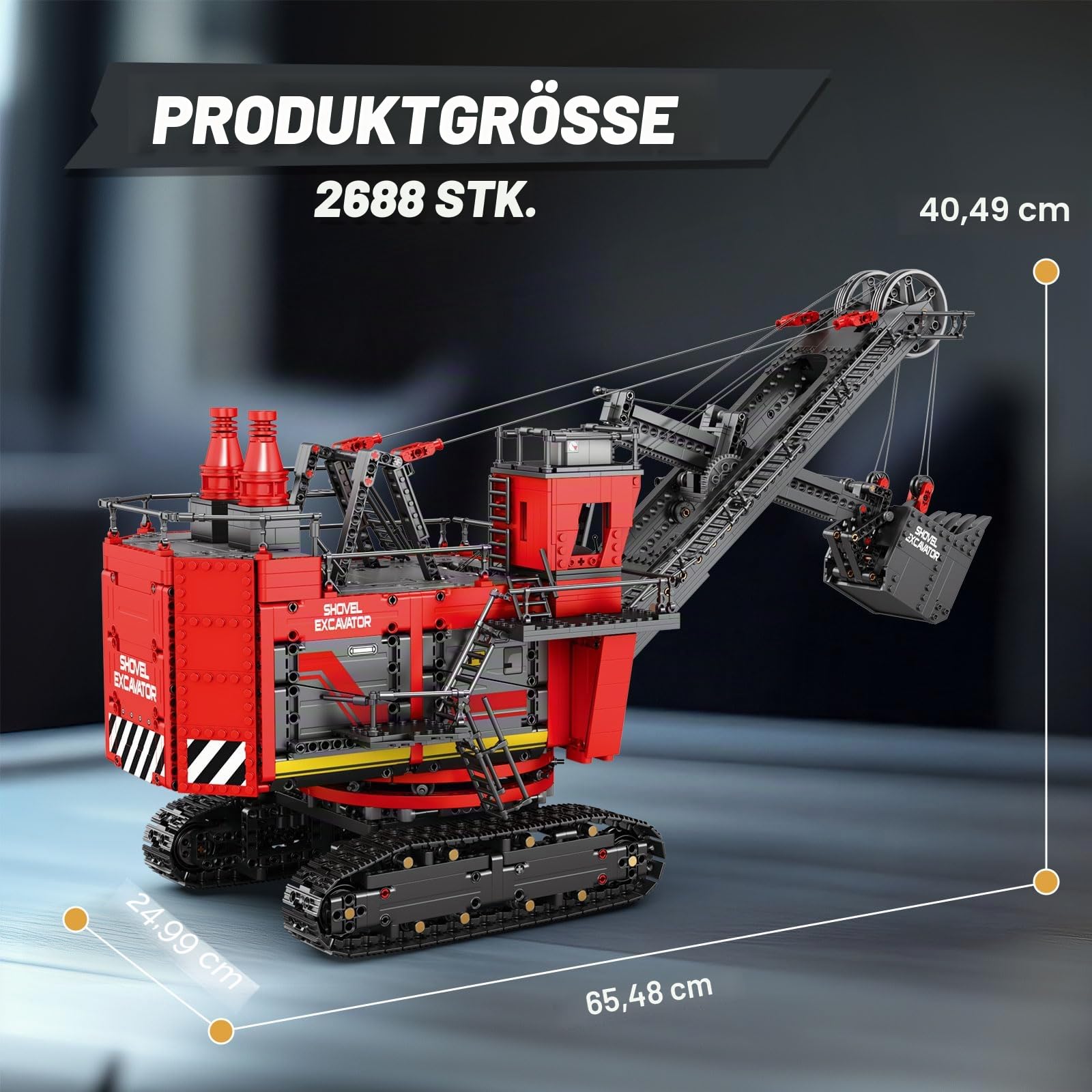 Reobrix RC-Bagger-Bausteinset 22014, Bagger-Fahrzeugmodellbausatz, APP- und ferngesteuertes Konstruktionsspielzeug, Geschenke für Erwachsene, Jungen, Mädchen, Kinder ab 14 Jahren (2688 Teile)