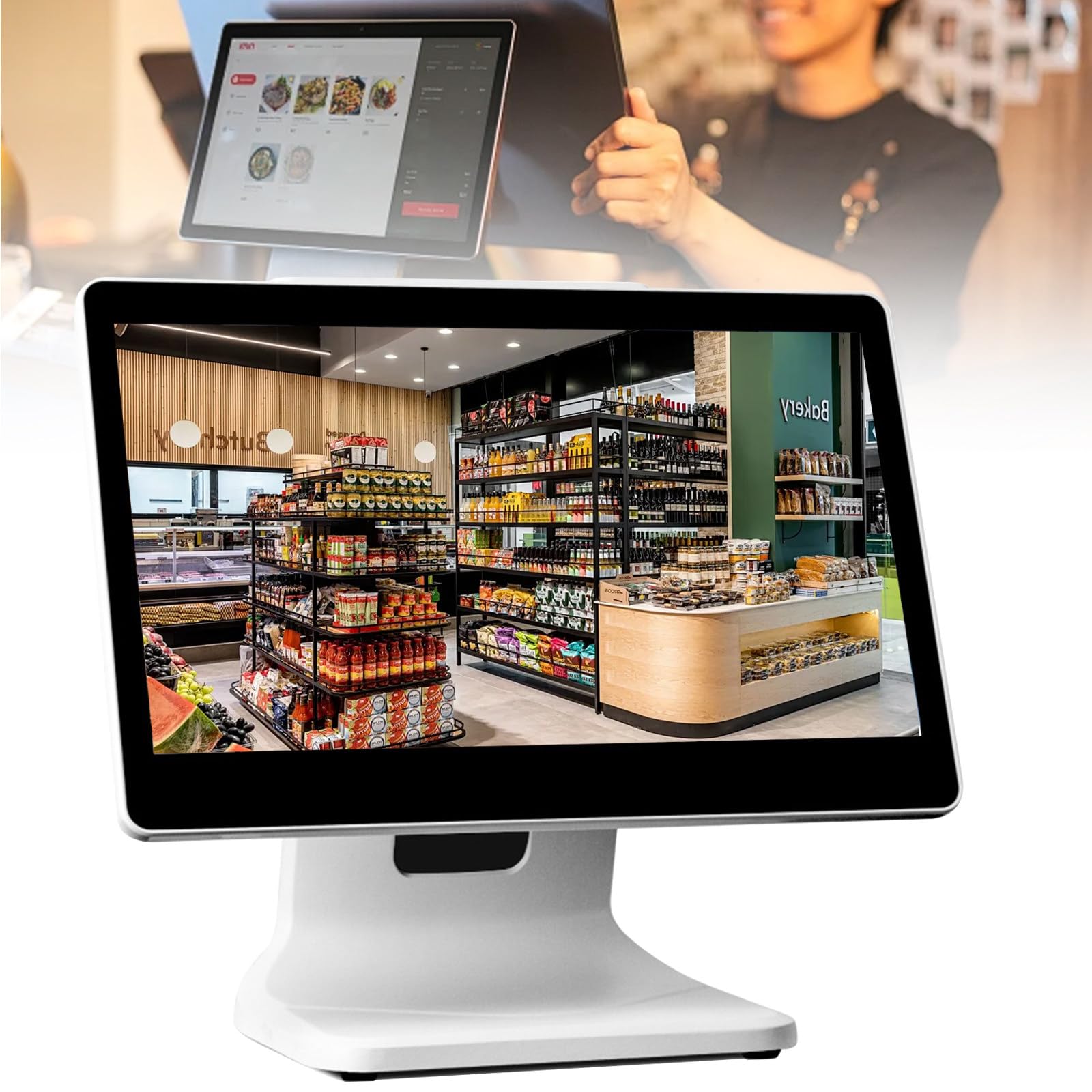 Terminal de Point de Vente (TPE) pour commerces de détail et Restaurants, Caisse enregistreuse avec Windows 11 Professionnel, écran Tactile 15,6 Pouces, Blanc, matériel Uniquement