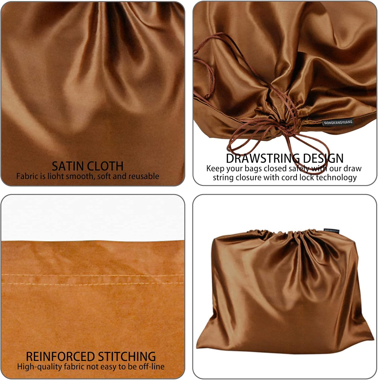 10 Pack Dust Bags for Purses and Handbags, Silk Dust Cover Storage Bag with Drawstring Travel Storage Pouch for Handbag Purse Shoes Boots (Brown, 19.6 × 15.7 in) - Image 6