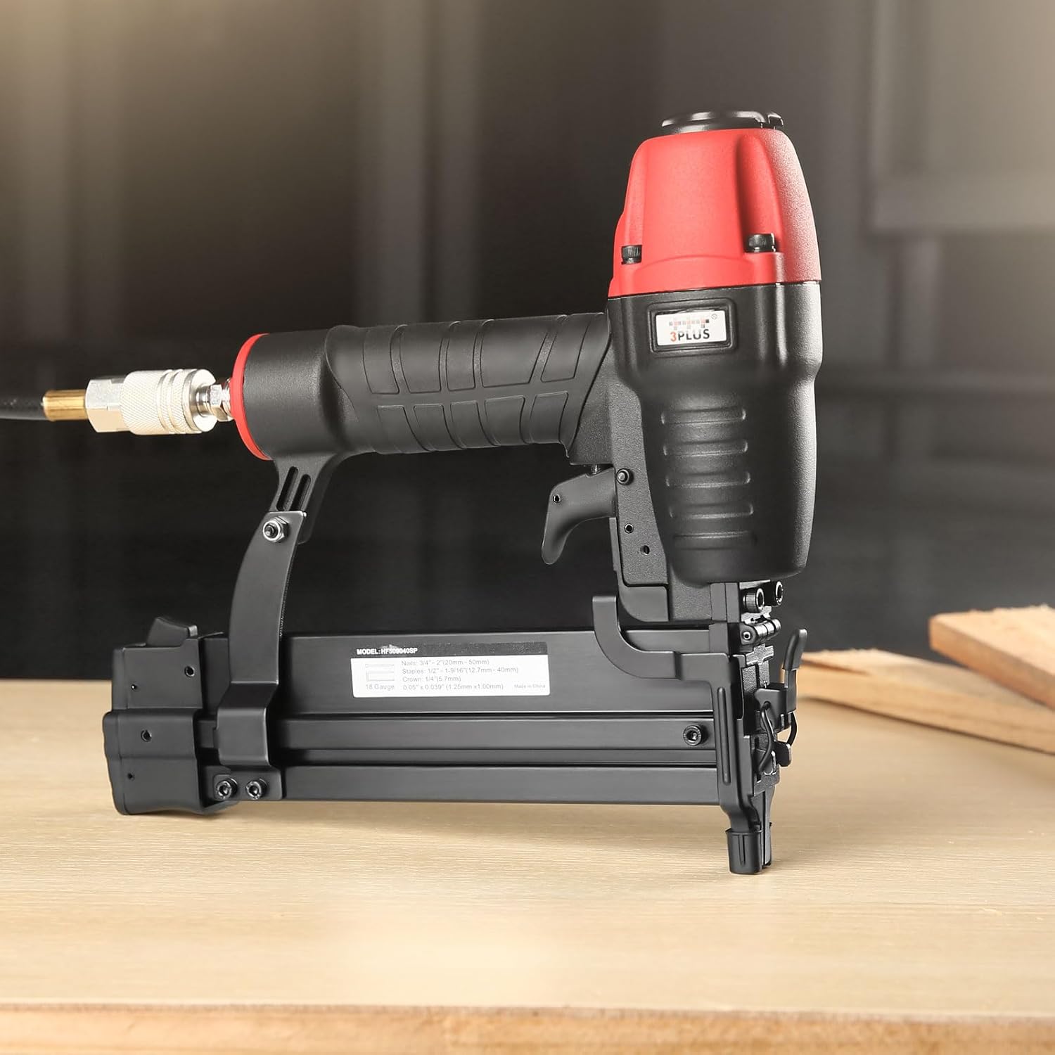 3PLUS HF509040SP 18 Gauge 2" Brad Nailer and 1/4-Inch Narrow Crown Stapler 2 in 1
