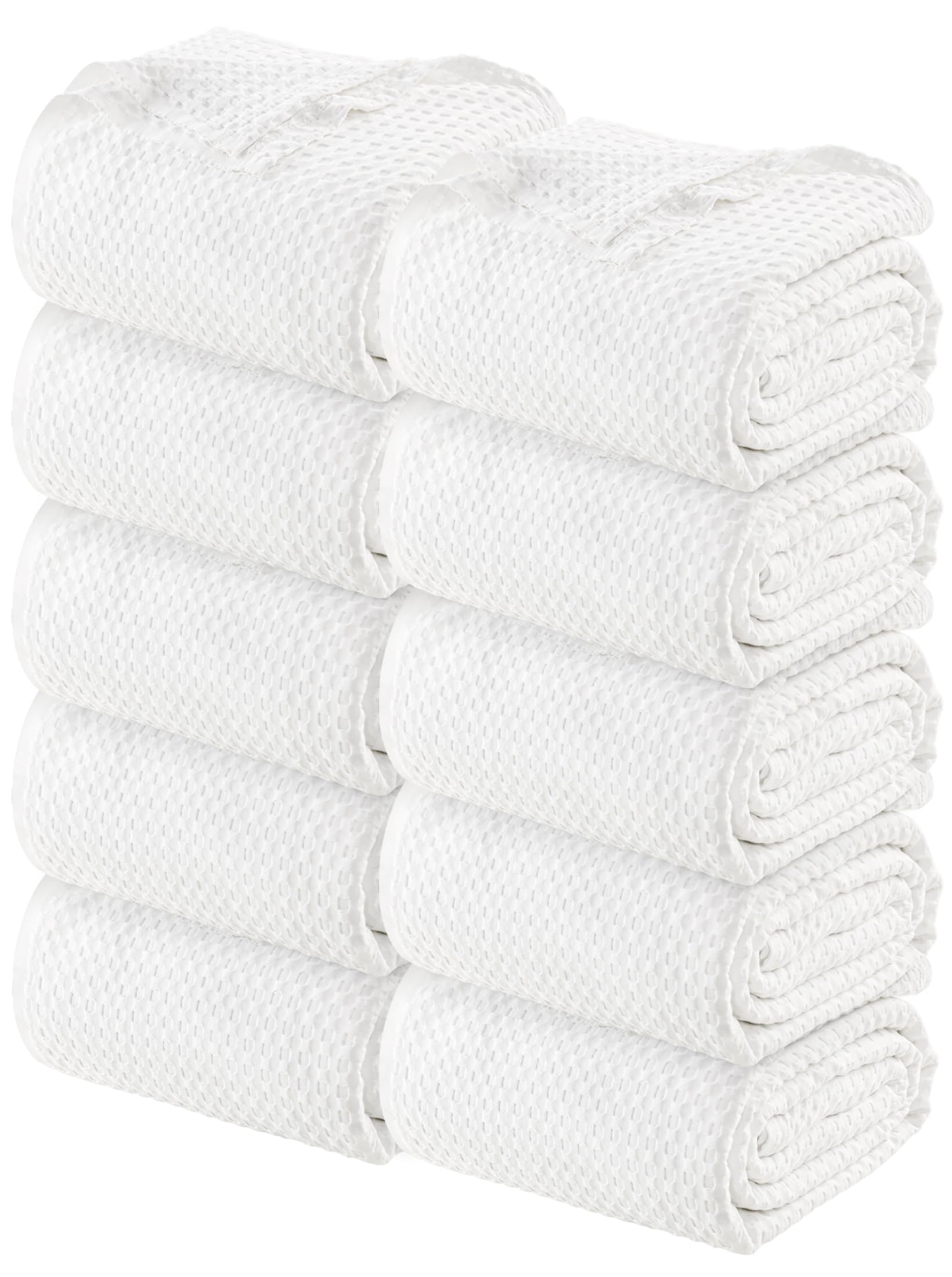 Utopia Bedding Cotton Waffle Blanket 300 GSM Pack of 10 (White - 228x182 cm) Soft Lightweight Breathable Bed Blanket Big Size Layering Any Bed for All Season