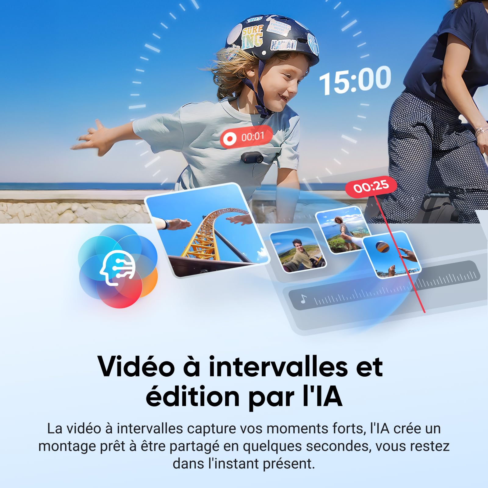Insta360 GO 3S Noir Minuit 128GB - Petite caméra de vlog 4K, POV Mains Libres, Montage Partout, stabilisation, 140 Min d'autonomie, étanche à 10 m, édition IA, Apple Find My, pour Voyage, vlog