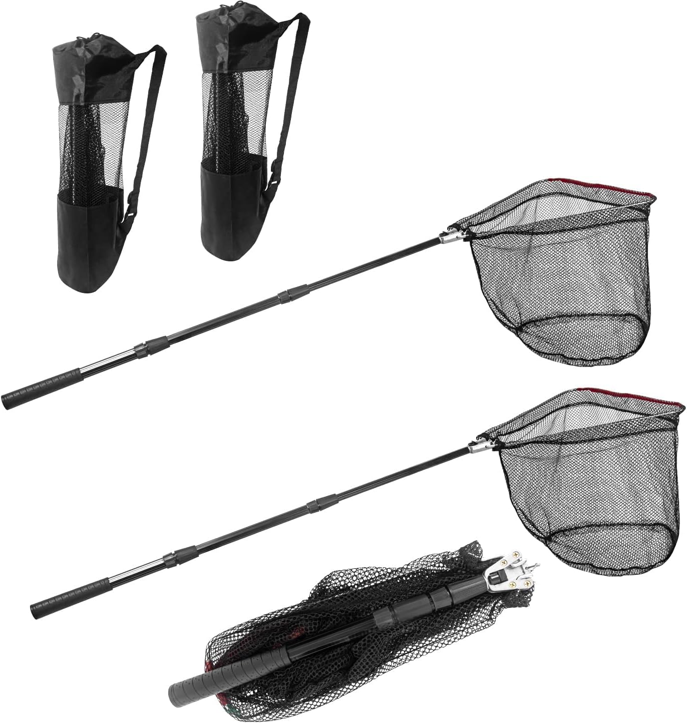 Portable Telescopic Fishing Net with Handle and Storage Bag 2 Fishing Net + 2 Storage bag