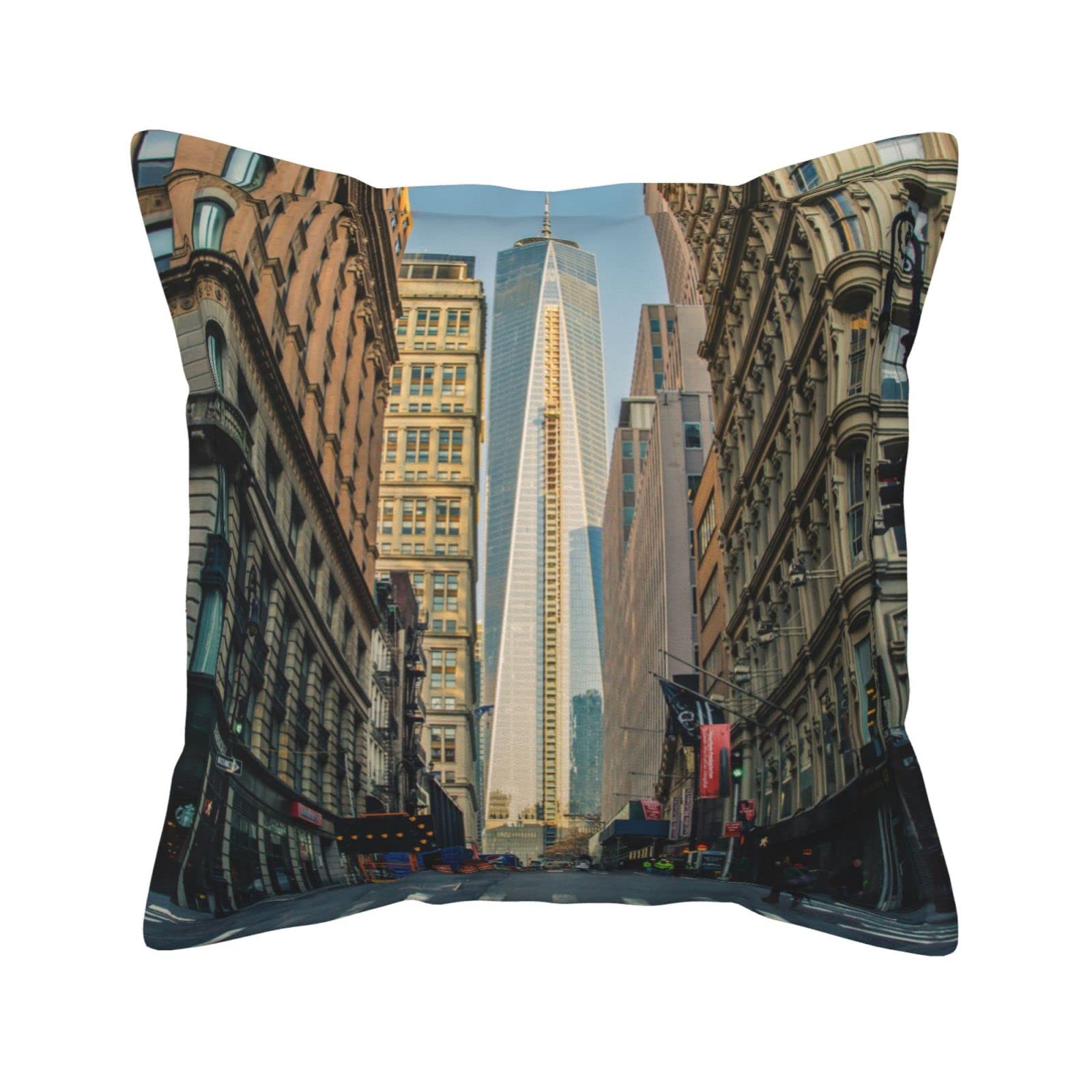 Housse de coussin NYC en similicuir carré 45x45 cm pour canapé de salon