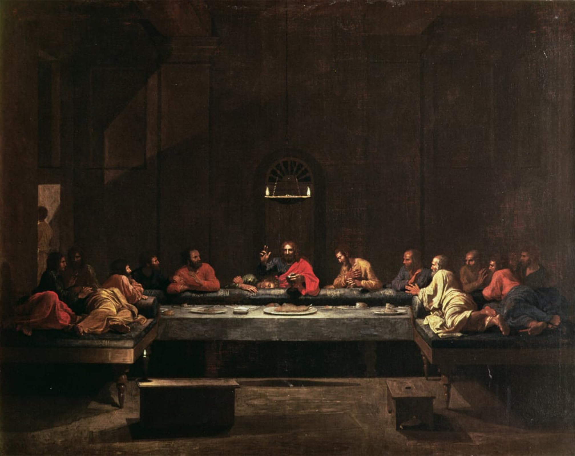 POSTERIIk Vintage Classic Picture Landscape Artwork Holy Eucharist by Nicolas Poussin Portrait Canvas Painting for Office Home Decor 60x90cm