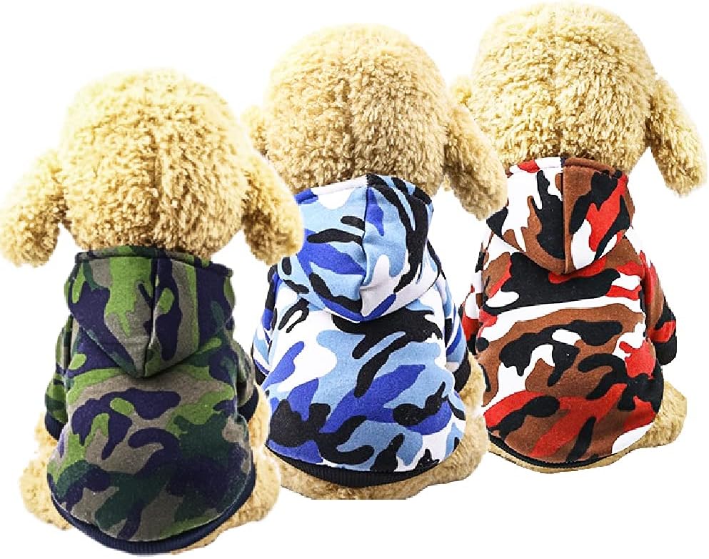 3 Pack Dog Hoodie for Small Dogs Camo Puppy Sweatshirts Fleece Doggie Sweaters Winter Dog Clothes Pet Cat Pup Warm Clothing Outfit for…