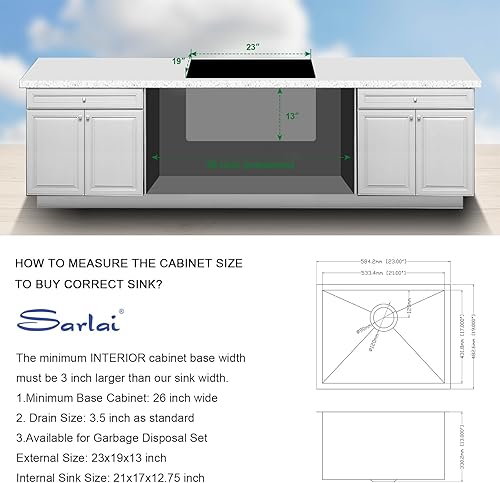 Miniatura 97 de Sarlai - Fregadero empotrado con barra, de 10 x 18 x 8 pulgadas, pequeño, de acero inoxidable, de calibre 16, simple, para RV Acero inoxidable,Negro