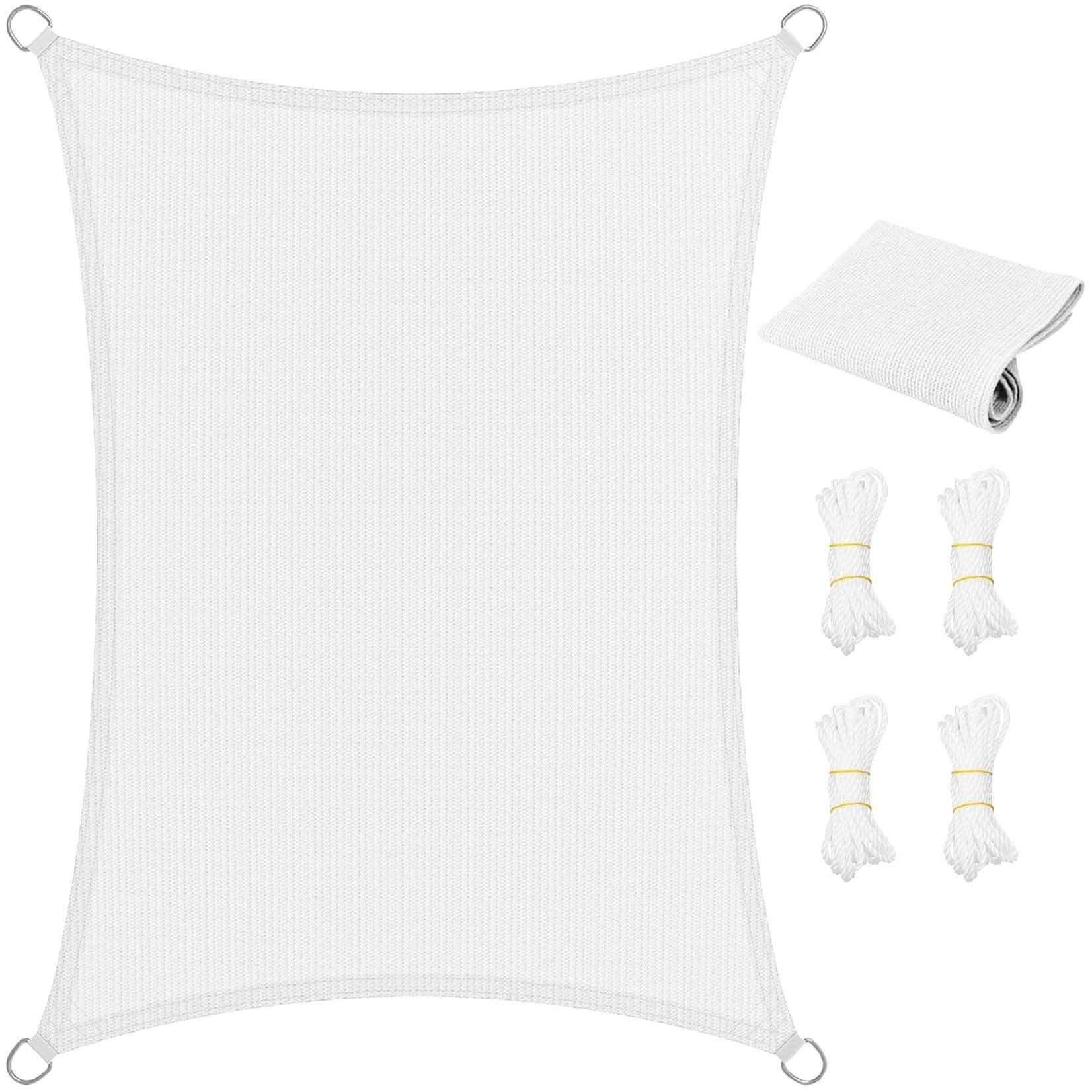 Toldo vela de sombra rectangular 1.4x2.1m en color blanco para terraza y jardin