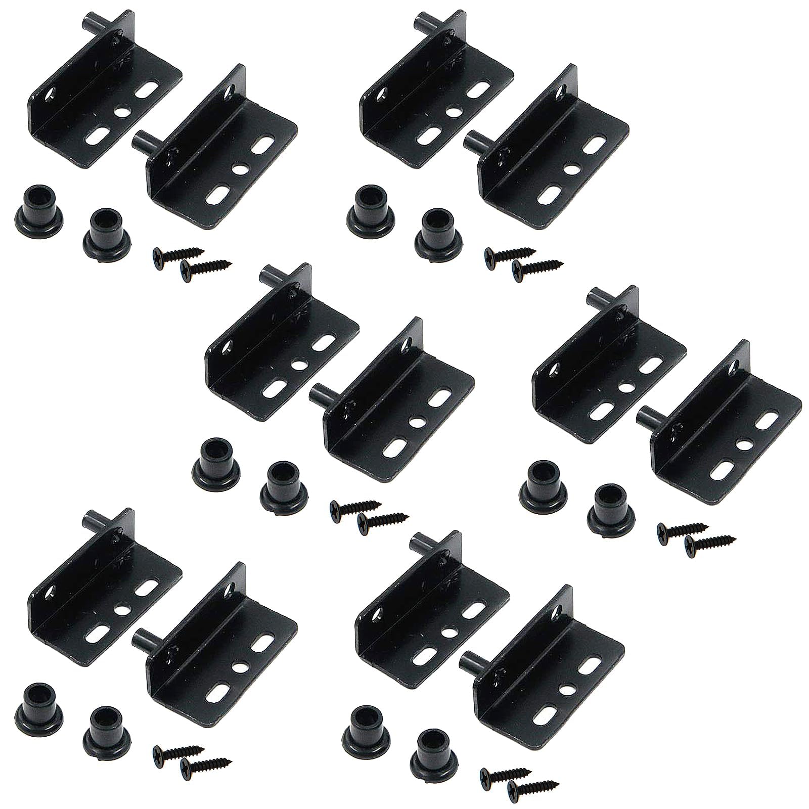 FarBoat 12Pcs Pivot Hinges 1.57" Concealed Hinges Heavy Duty Iron Hardware for Wood Door Furniture Cabinet Drawer (for 8mm Hole Black)