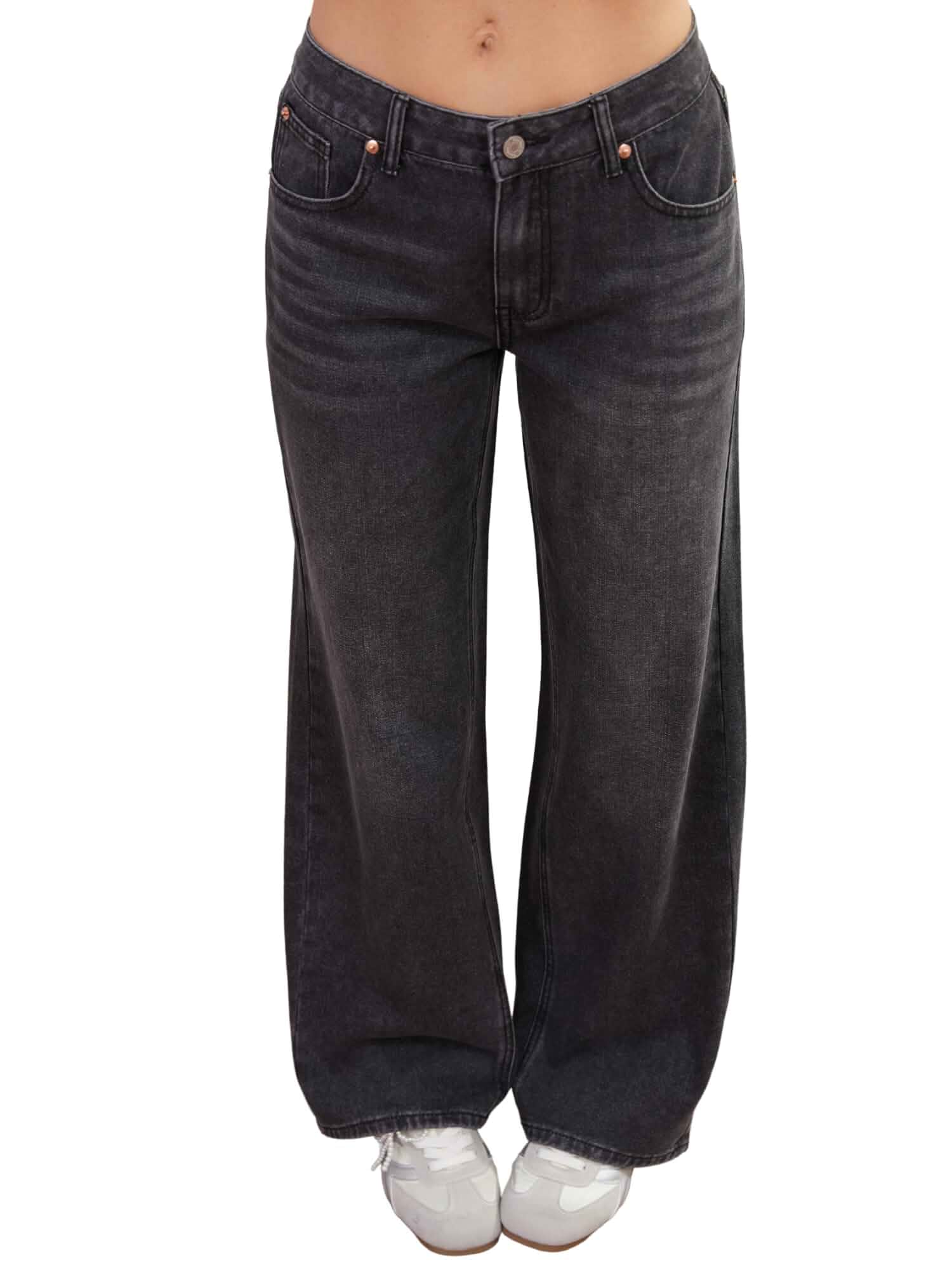 Low Rise Baggy Jeans for Women Y2K Vintage Wide Leg Loose Fit Straight Denim Pants Casual Trousers Jeans · Standard