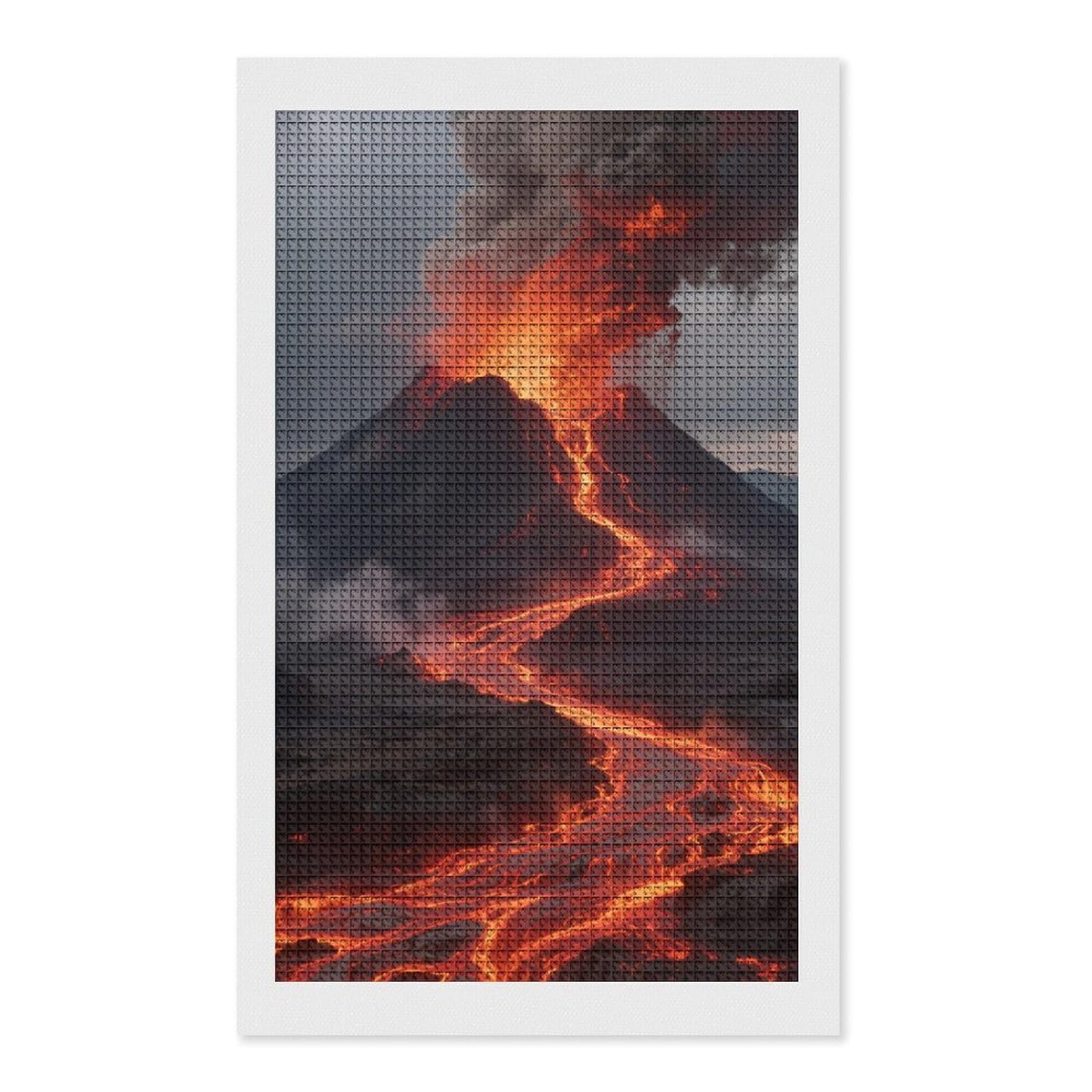 FodPand Volcano 5D Diamond Painting Kits for Adults Beginners Full Drill Square Diamond Dots Pictures Gem Art Supplies for Home Wall Room Decoration DIY Craft Set Gift 12x20
