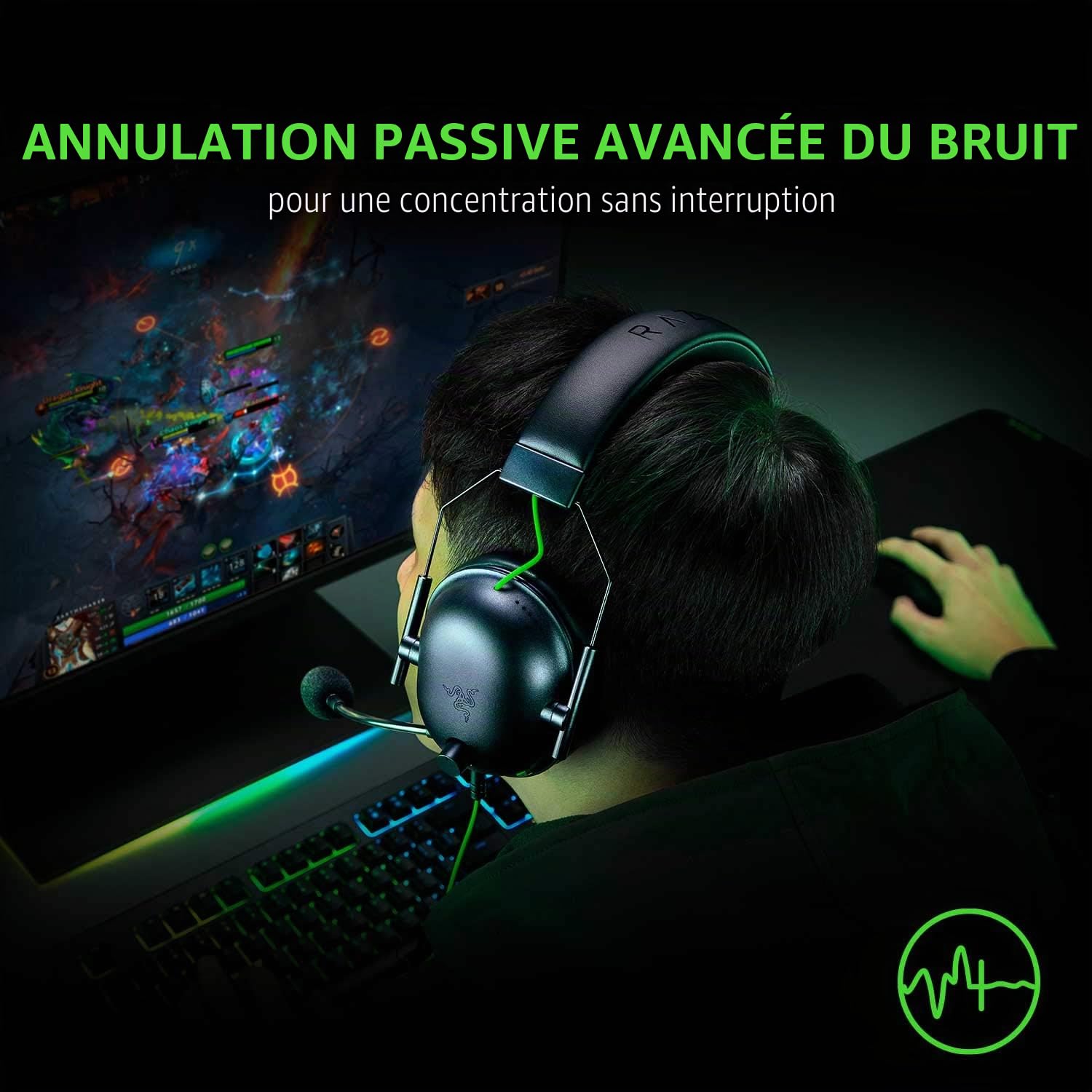 Razer Casque de Jeu BlackShark V2 X : Son Surround 7.1 50 mm Pilote Mousse à mémoire de Forme – PC, PS4, PS5, Nintendo Switch, Xbox One, Xbox Series X & S, Mobile – Jack 3,5 mm Noir