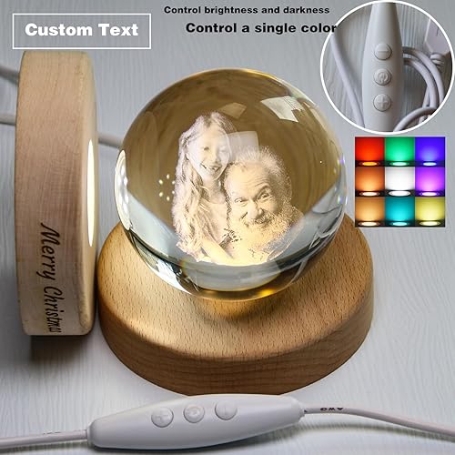 Miniatura 6 de Foto de cristal 3D, globos de nieve personalizados de Navidad con imagen, cumpleaños personalizado, aniversario, memorial de mascotas, Día