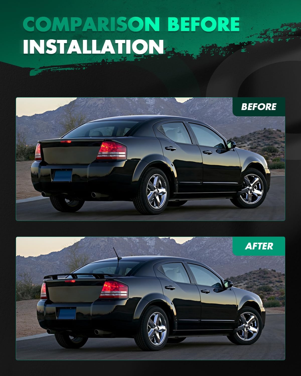 SCITOO Rear Trunk Spoiler Wing Compatible with 2008-2014 for Dodge Avenger Body Kit Matte Black