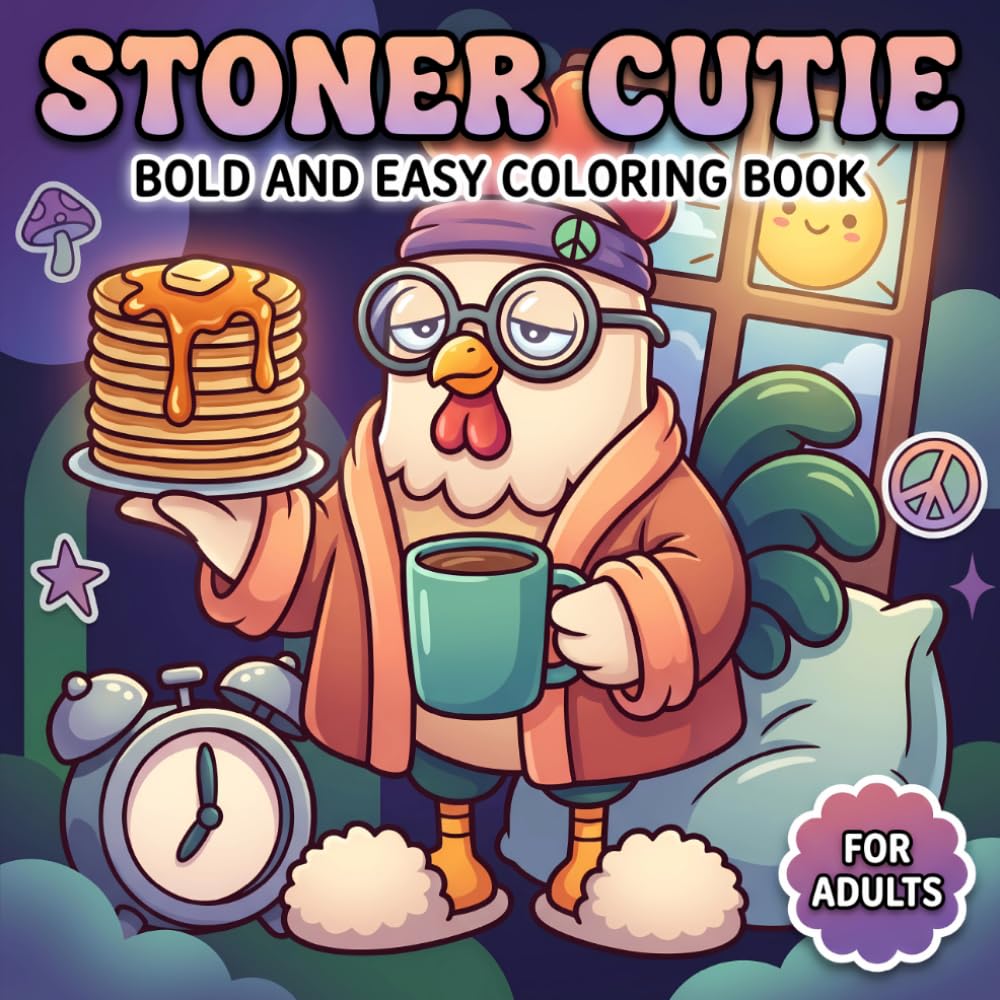 Stoner Cutie Coloring Book: Bold And Easy Trippy Animal Designs For Grown-Ups Seeking Relaxation, Creative Fun, And Gentle Psychedelic Vibes