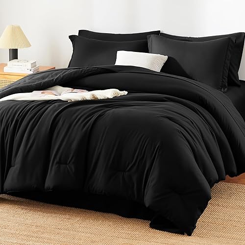 Miniatura 12 de Juego de edredón blanco queen, 7 piezas cama en una bolsa, juego ligero de ropa de cama queen, juego de 7 piezas para todas las estaciones, suave,