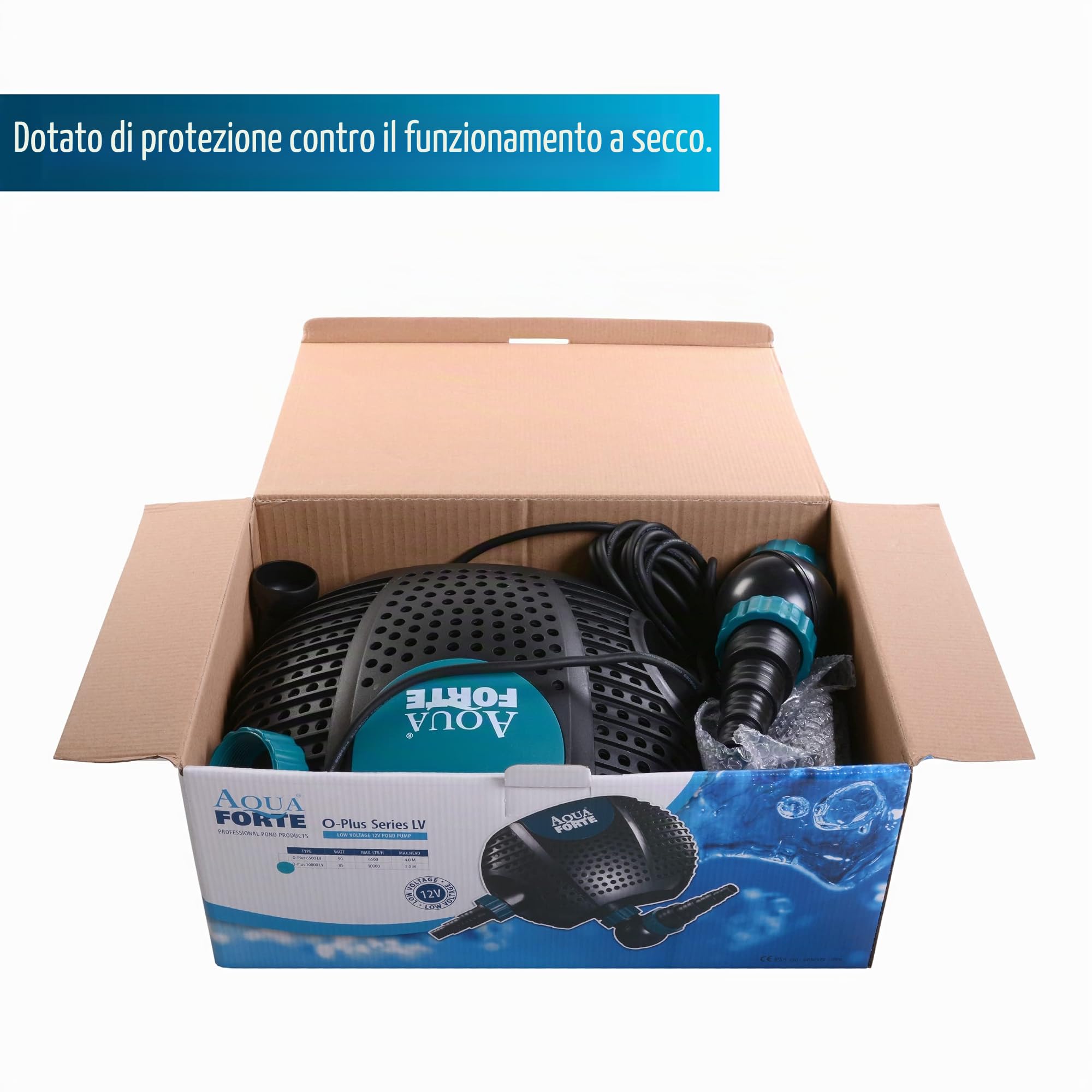 AquaForte – Pompa per filtro/laghetto O-Plus, 6500 LV 12-V, 50 W, Testa 4m
