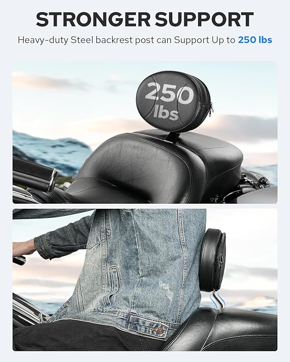 Benlari Adjustable Driver Backrest Rider Backrest Plug-In Backrest Compatible for Harley Davidson Touring Street Glide Road Glide Road King Electra Glide 1997-2024 2023 2022 2021 2019 2018 2017 2016