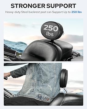 Benlari Adjustable Driver Backrest Rider Backrest Plug-In Backrest Compatible for Harley Davidson Touring Street Glide Road Glide Road King Electra Glide 1997-2024 2023 2022 2021 2019 2018 2017 2016