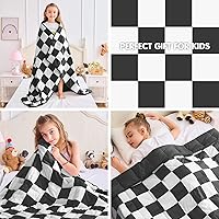 Vista 4 de yescool - Manta con peso a cuadros negros de 7 libras, manta pesada para dormir, manta de cama de tartán, regalo para personas de 60-80 libras, 40 x