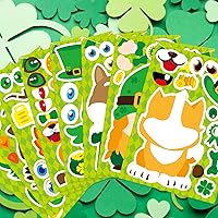 Vista 6 de 24 hojas de calcomanías del Día de San Patricio Combina y crea una cara Calcomanías de animales Suministros de recuerdos de fiesta del Día de San