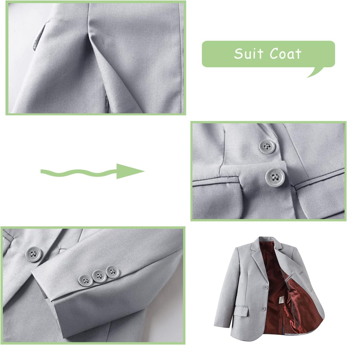 Boys Suit Kids 5 Pieces Tuxedo Suit Set for Wedding Ring Bearer Outfit - Image 2