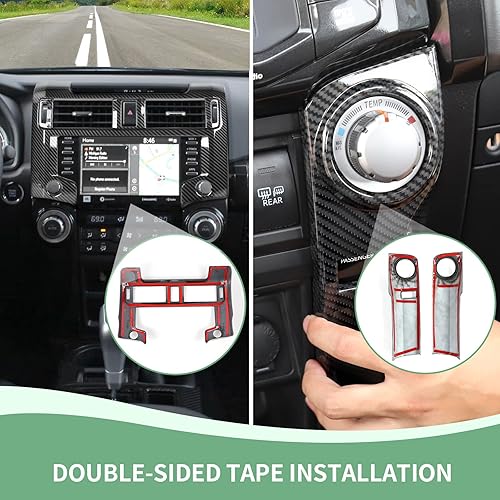 Miniatura 7 de Para 4Runner Interior de fibra de carbono, 9 piezas de tablero de tablero de consola central y moldura del volante y panel de navegación y panel de