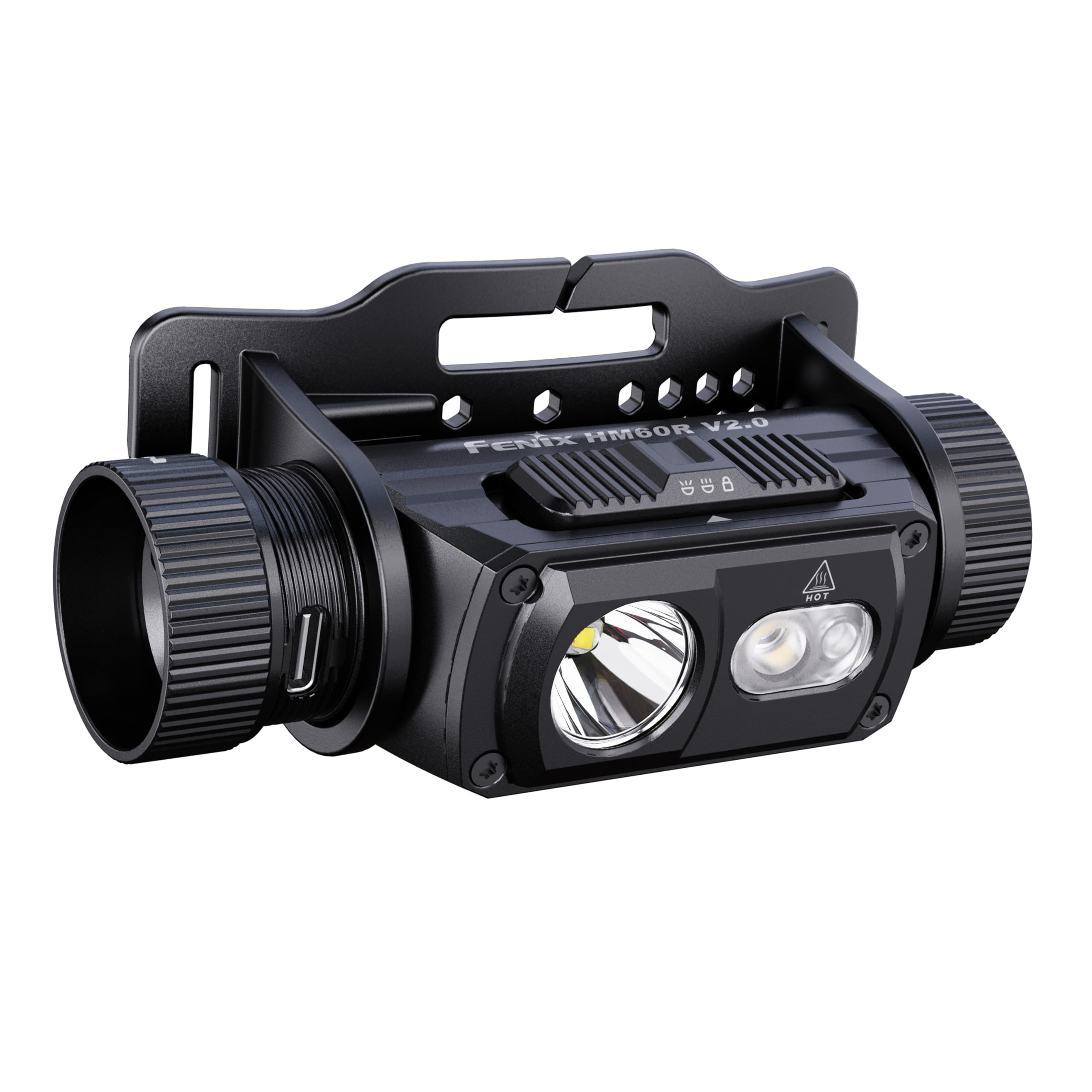 Fenix HM60R V2.0 - Linterna frontal recargable para exteriores | 1600 lúmenes | 170 m | 292 horas máximo | haz puntual, haz de inundación, luz roja/flash | Interruptor selector deslizante | IP68