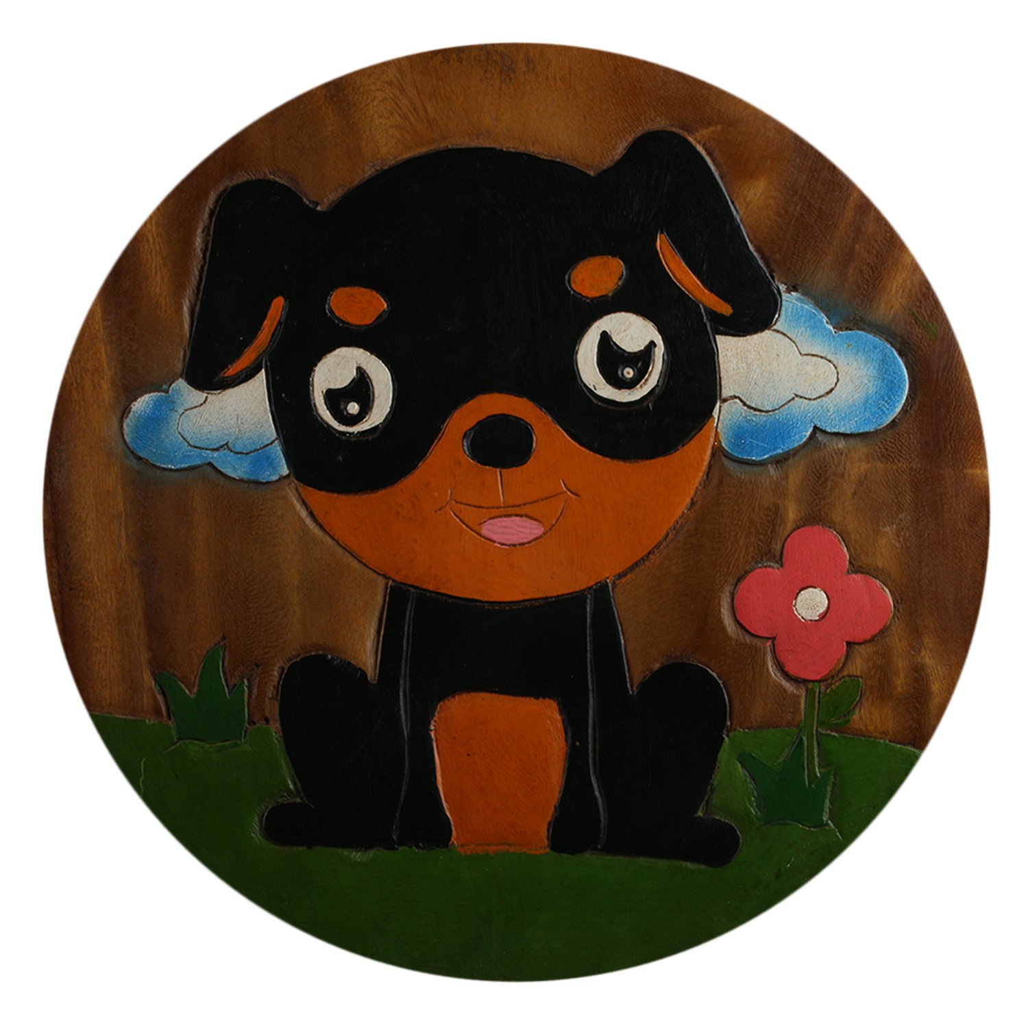 ART-CRAFT KH066 Kinderhocker Holz Schemel mit Motiv Hund bem
