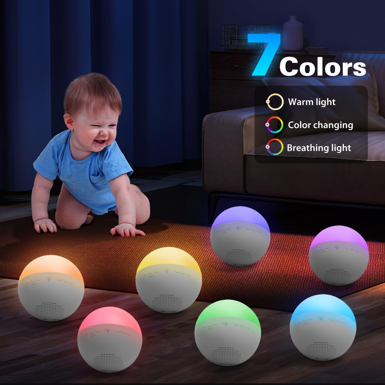 Mini Luce Notturna LED, Bambini Lampada da Comodino Controllo Tattile Intelligente, Tempismo 2/4H, USB Ricaricabile, Dimmerabile, Portatile, Colore Cambia RGB per Camera Letto, Bambini Venatura legno