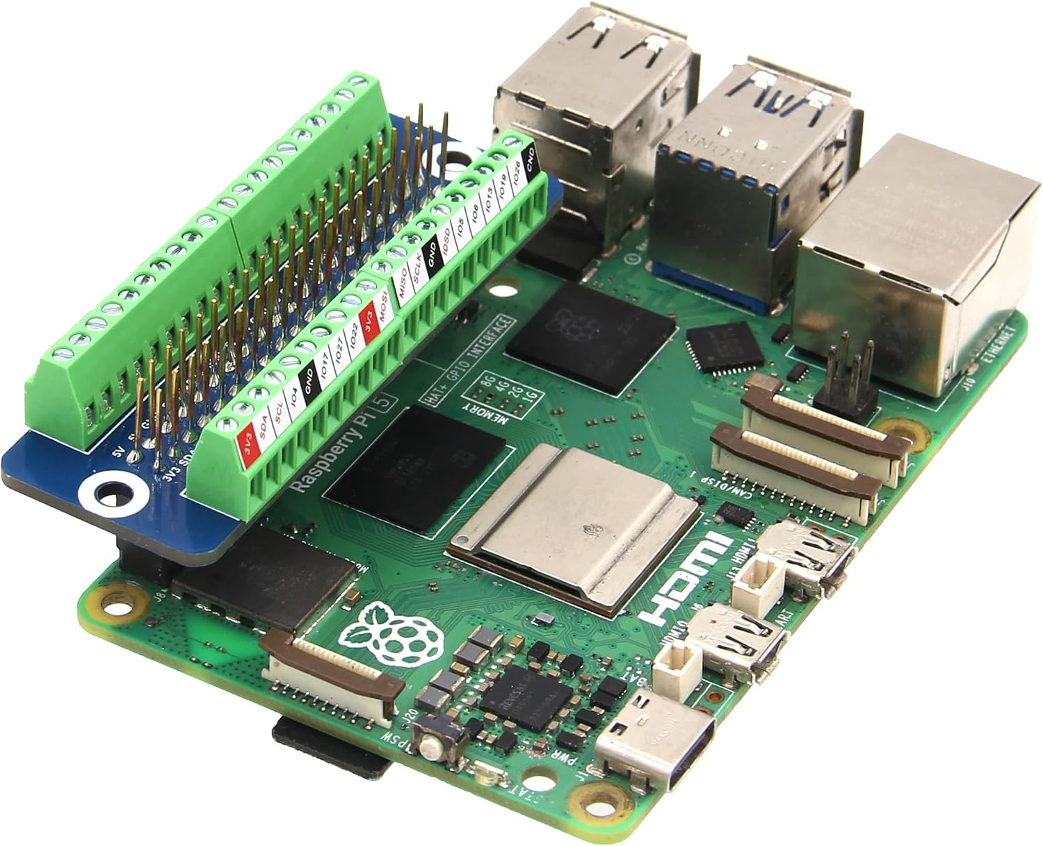 Geekworm G469 connected to a Raspberry Pi 5