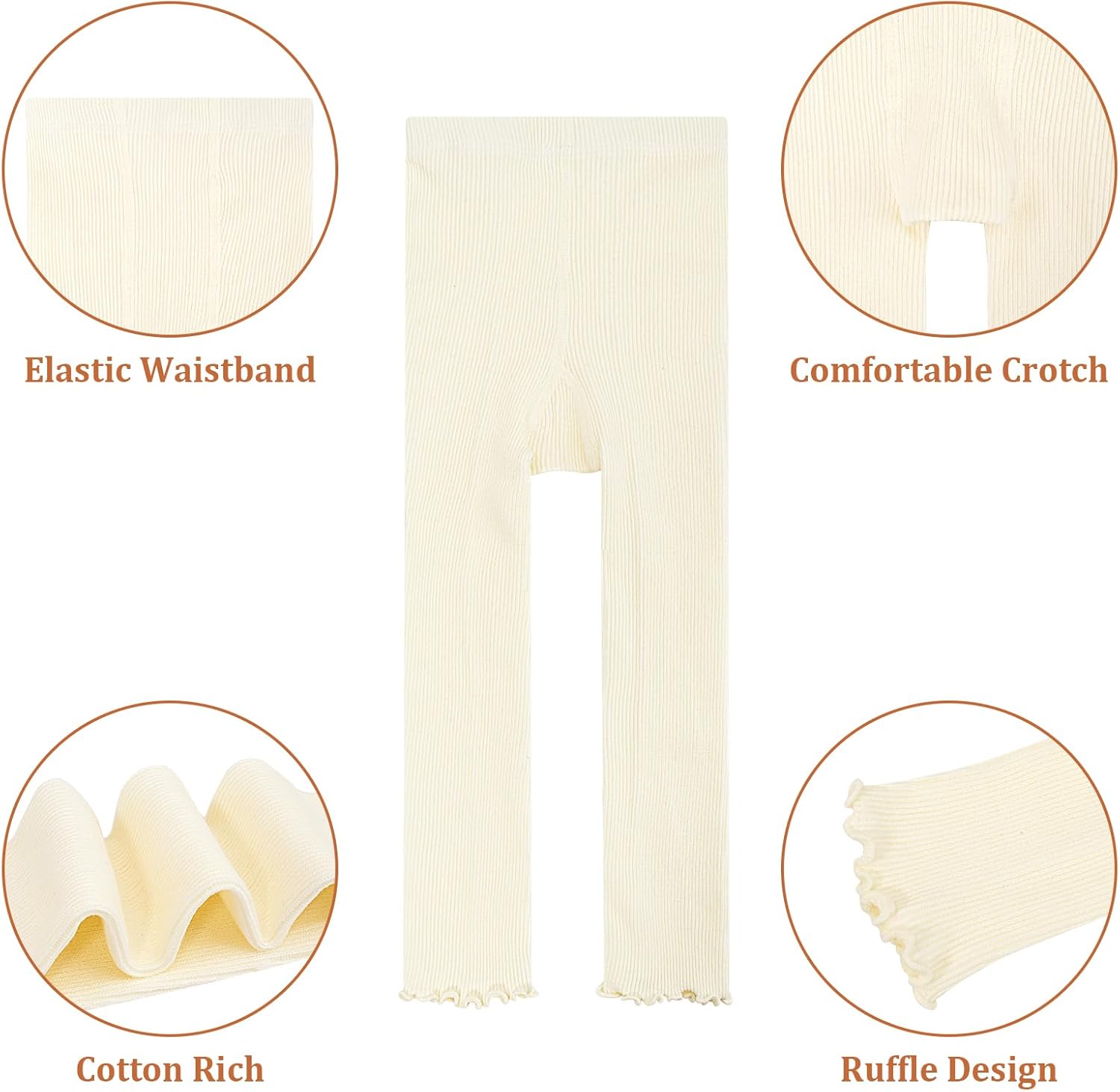 Meeshine 4 Pack Baby Girls Footless Leggings Cotton Toddler Stocking Tights Kid Solid Pants 2-8 T - Image 2