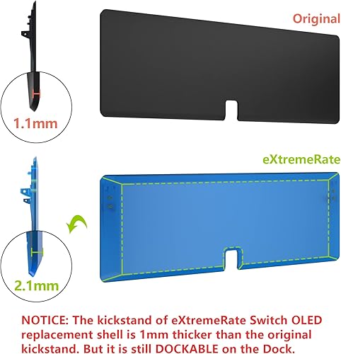 Miniatura 8 de eXtremeRate Juego completo de carcasa de bricolaje para Nintendo Switch OLED, placa trasera de consola de repuesto y soporte, carcasa de controlador