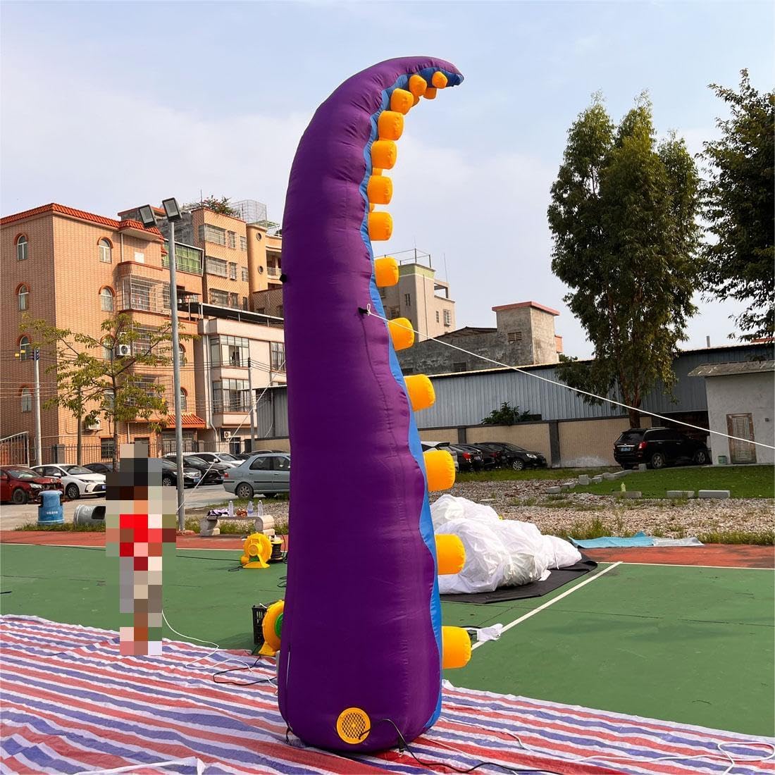 Giant 12FT Lighting Inflatable Octopus Tentacle, Octopus arm Octopus Legs with Blower for Halloween, Outdoor Events, Commercial Performance Activities, Stage Roof Party Decor (Purple B)
