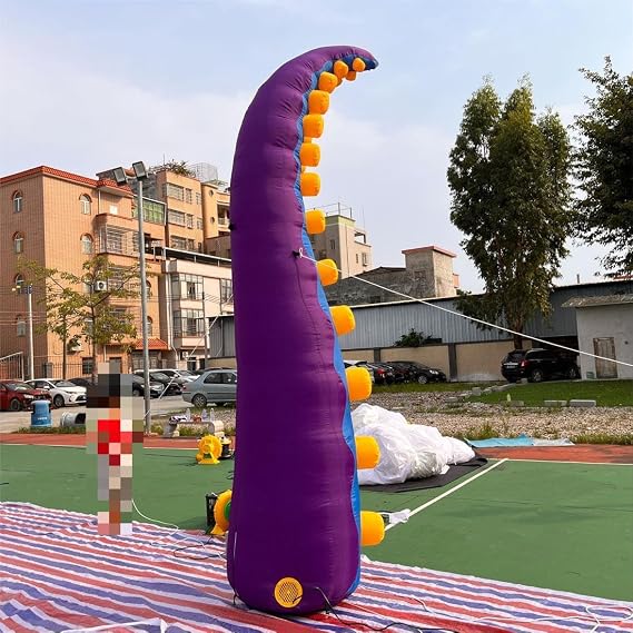 Giant 12FT Lighting Inflatable Octopus Tentacle, Octopus arm Octopus Legs with Blower for Halloween, Outdoor Events, Commercial Performance Activities, Stage Roof Party Decor (Purple B)