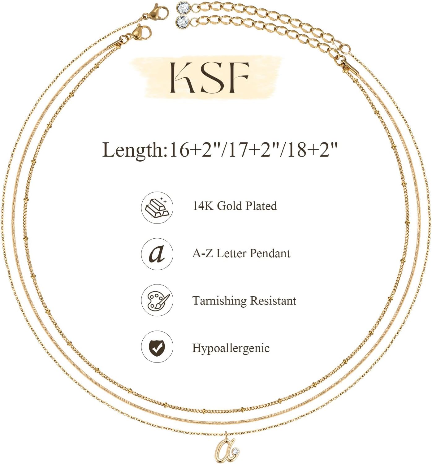 KSF Layered Initial Necklace for Women - Trendy 14K Gold Plated Layered Choker Letter A-Z Necklace Stack Cubic Zirconia Initial Pendant Personalized Jewelry Gifts - Image 6