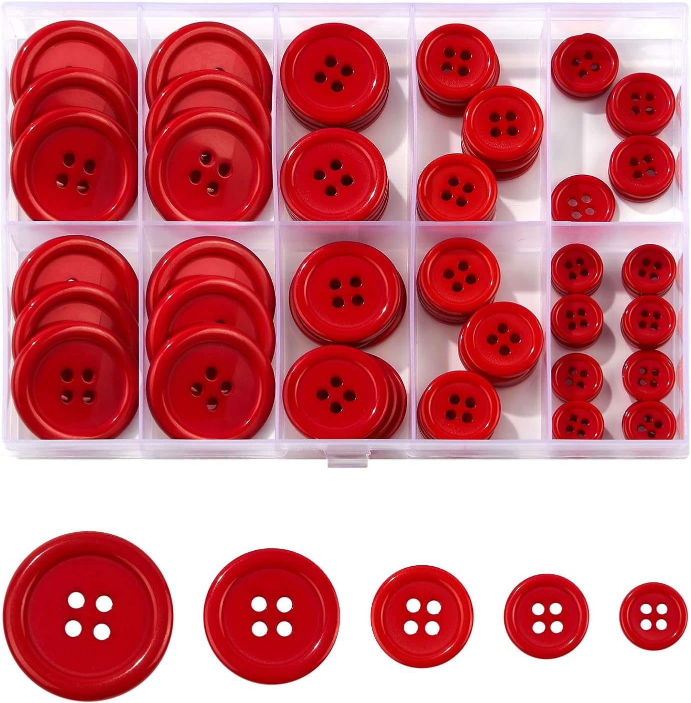 100 PCS Resin Button 4 Holes Round Craft 5 Sizes of Round Mixed Buttons for Sewing DIY Crafts Children's Manual Button Painting Handmade Ornament Decorative（Light Pink）