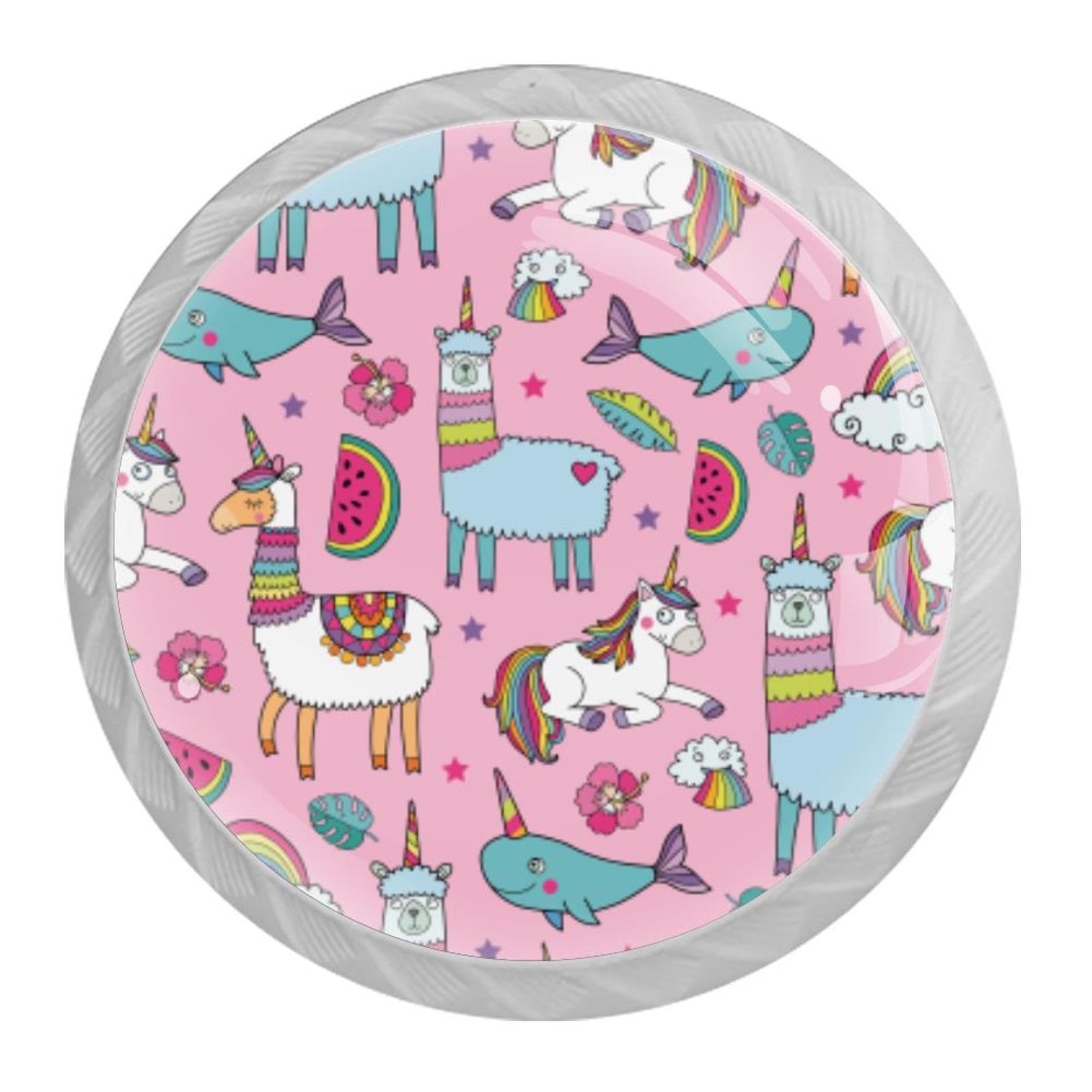 Tqmspg 4 Pieces Drawer Pulls Alpacas Pattern Door Knobs Dresser Handles for Kitchen Wardrobe Cupboard Hardware Furniture
