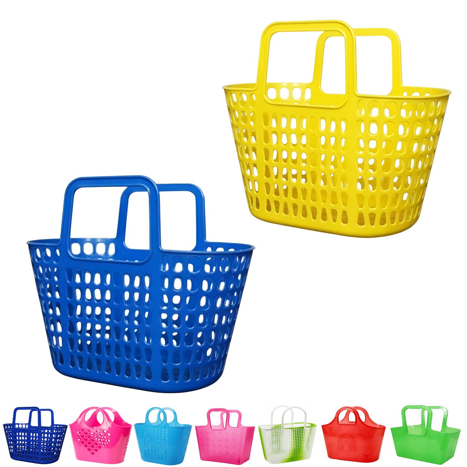 SAI PRASEEDA Multipurpose Lightweight Baskets | Pack of 2 | Multicolor | Square Basket | Baskets for Kids to Carry Lunch Boxes, Snacks, Water Bottles, Storage, Shopping-image-9