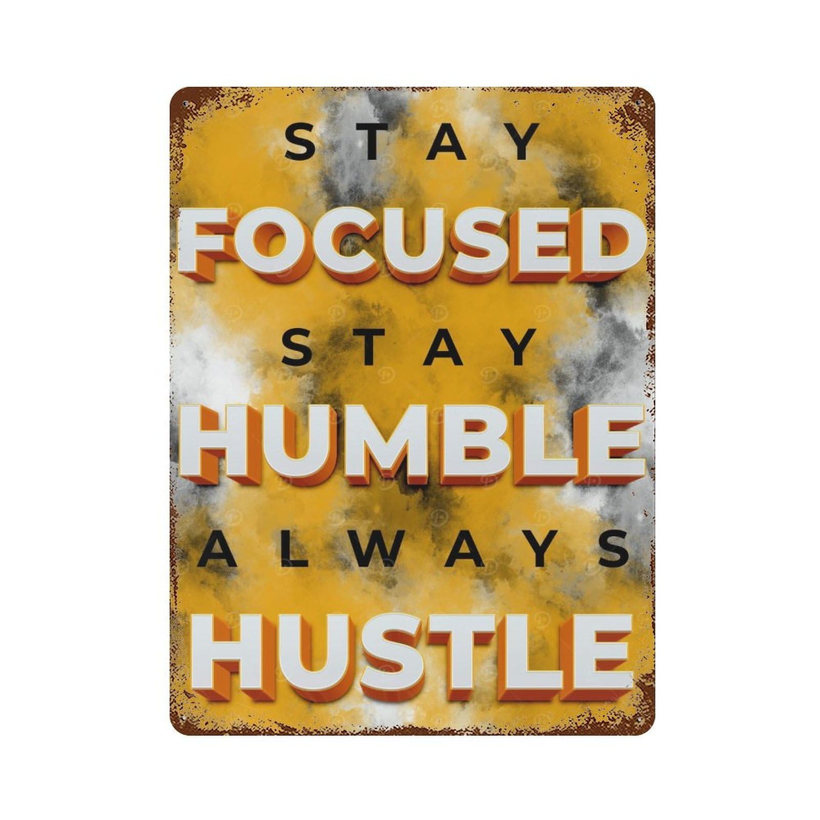 Always Hustle Rust Effect Tin Sign 15.7"x11.8", Vintage Wall Decor for Bistro, Counter And Cafe Decor