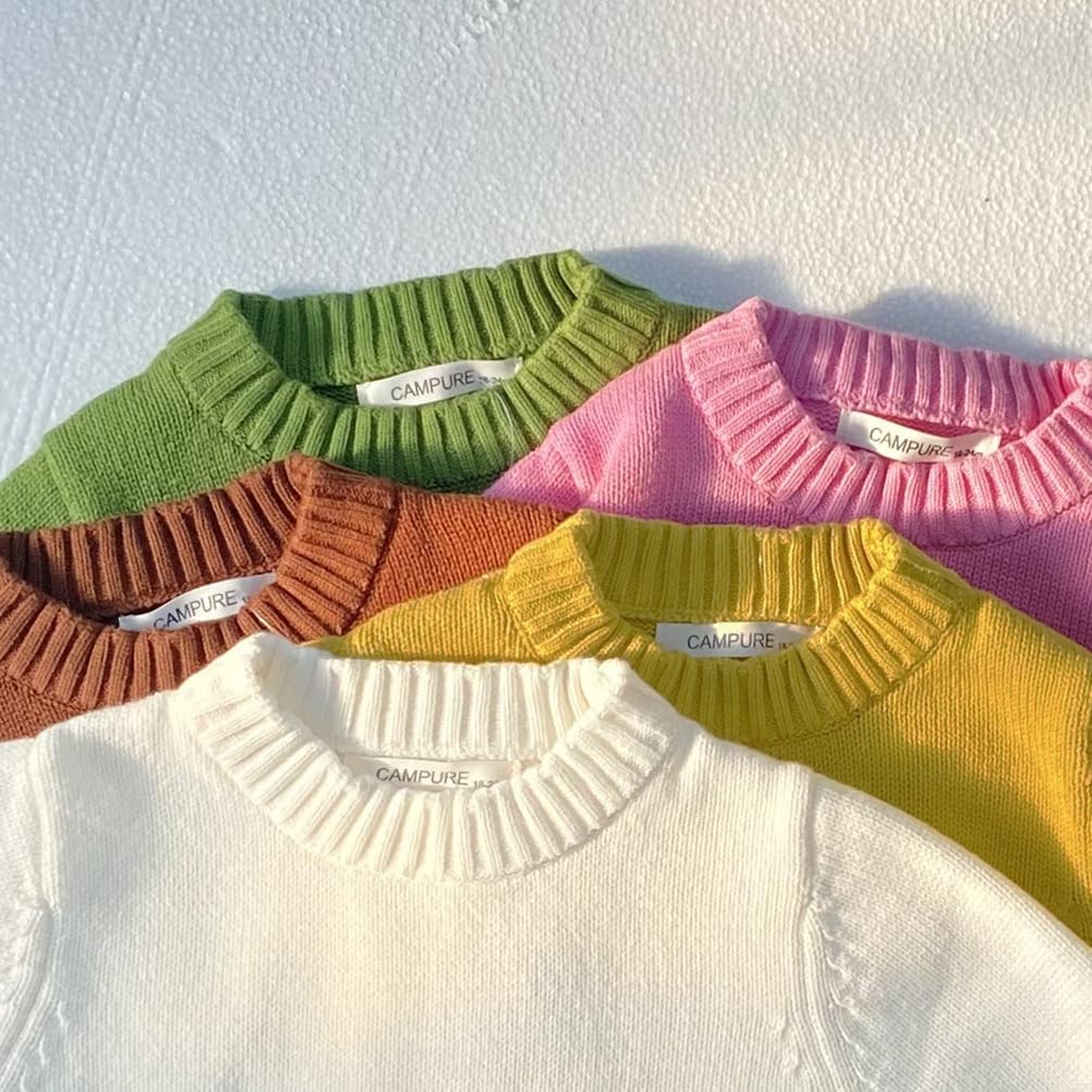 Boys Girls Pullover Sweaters Knit Cotton Winter Crew Neck Kids Long Sleeve Tops 2T-7Y