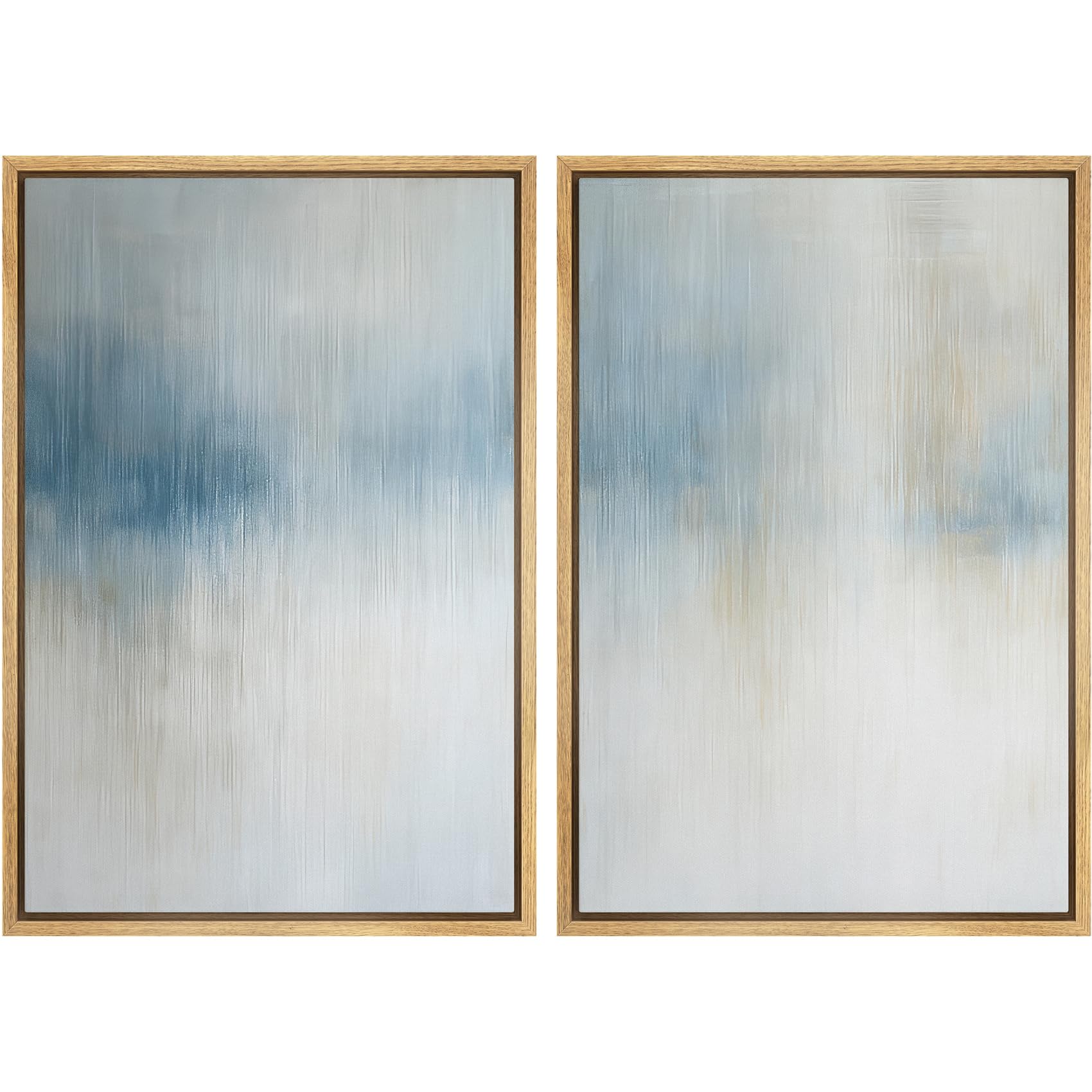 SIGNFORD Framed Canvas Print Wall Art Set Soft Hydrangea Pair Light Blue Florals with Green Leaves Illustration Modern Art Decorative Nordic Nature for Living Room, Bedroom, Office - 24"x36"x2 White — view 13