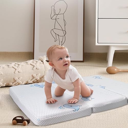 Miniatura 2 de Colchón triple Pack and Play, colchón de 38 x 26 x 3 pulgadas, suave y firme plegable de espuma viscoelástica para Pack N Play, colchones Pack N