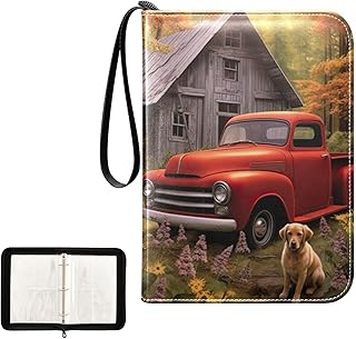 Farmhouse Fall Truck Waterproof Trading Card Binder,400-Pocket Trading Album Display Holder,Display Case with Card Sleeves Set for Soccer Card,Gaming Cards,and Other TCG 2011664