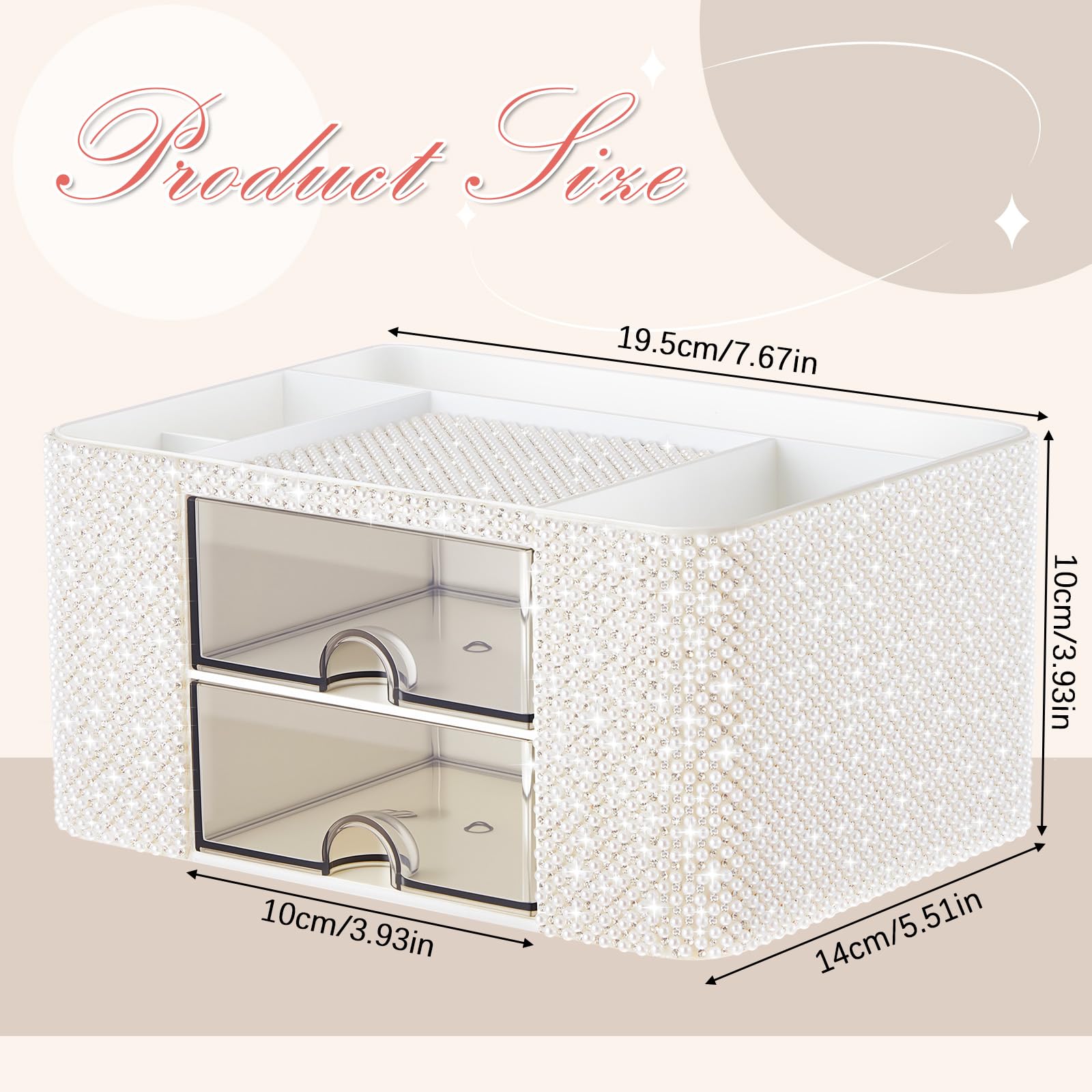 MotiMind Organizzatore da scrivania con 2 cassetti, decorazione per la stanza, regalo per adolescenti, ragazze, donne, compleanni, trucchi, per piano di lavoro, cura della pelle, scrivania, portapenne